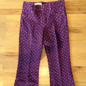 Anthropologie Pilcro Corduroy High-Rise Bootcut Jeans purple motif size 28